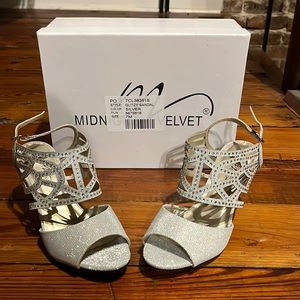 Midnight Velvet glitzy silver heel